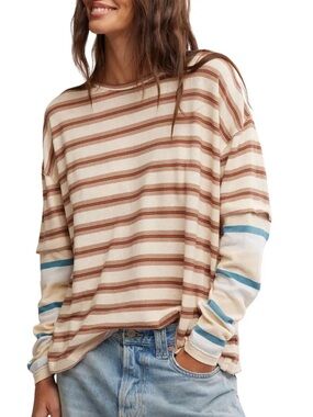 Free People Nina Stripe Long Sleeve Tee